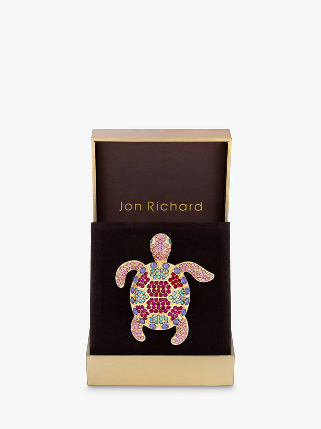 Jon Richard Gold Plated Crystal Turtle Brooch, Gold/Multi