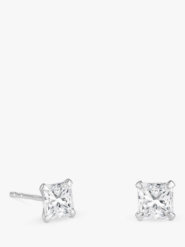 Simply Silver Square Cubic Zirconia Stud Earrings, Silver