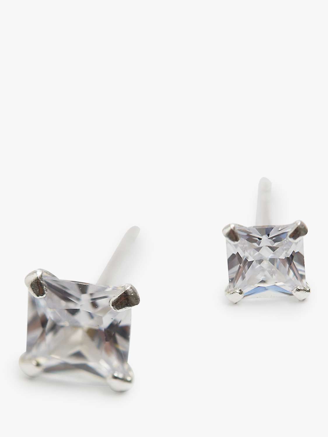 Buy Simply Silver Square Cubic Zirconia Stud Earrings, Silver Online at johnlewis.com