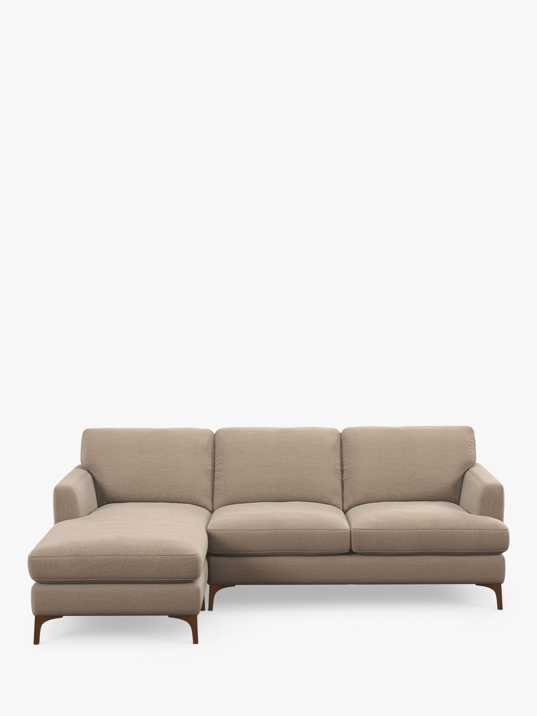 Iona Range, John Lewis Iona LHF Chaise 4 Seater Sofa, Dark Leg, Easy Clean Chunky Chenille Natural