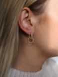 Tutti & Co Amber Texured Double Ring Drop Earrings