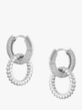 Tutti & Co Amber Texured Double Ring Drop Earrings, Silver