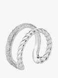 Tutti & Co Braid Double Row Cuff Ring, Silver