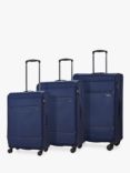 Rock Deluxe Lite 8-Wheel Soft Shell Suitcase, Set of 3, Navy