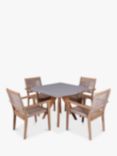 Royalcraft Luna 4-Seater Square Garden Dining Table & Roma Stacking Chairs Set, FSC-Certified (Acacia Wood), Natural/Warm Grey