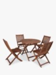 Royalcraft Brooklyn 4-Seater Folding Round Garden Dining Table & Chairs Set, FSC-Certified (Acacia Wood), Natural