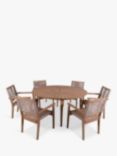 Royalcraft Roma 6-Seater Round Garden Dining Table & Rope Stacking Garden Chairs, FSC-Certified (Acacia Wood), Natural