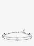 Jools by Jenny Brown 2 Row Cubic Zirconia Bangle, Silver