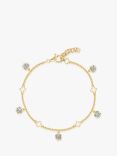Jools by Jenny Brown Clover and Cubic Zirconia 5 Charm Bracelet, Gold