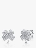 Jools by Jenny Brown 4 Leaf Clover Cubic Zirconia Stud Earrings, Silver