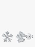 Jools by Jenny Brown Dainty Snowflake Cubic Zirconia Stud Earrings, Silver