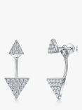 Jools by Jenny Brown Pave Cubic Zirconia Triangle Jacket Earrings, Silver