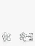 Jools by Jenny Brown Cubic Zirconia Open Flower Stud Earrings, Silver