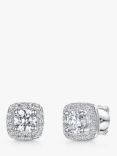 Jools by Jenny Brown Cubic Zirconia Square Halo Stud Earrings, Silver