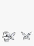Jools by Jenny Brown Tiny Marquise Cubic Zirconia Butterfly Stud Earrings, Silver