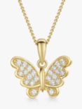 Jools by Jenny Brown Cubic Zirconia Butterfly Pendant Necklace, Gold