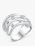 Jools by Jenny Brown Cubic Zirconia Four Strand Band Ring, Silver