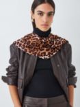 John Lewis Leopard Print Scarf, Brown/Multi