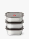 black+blum Stainless Steel Rectangular Lunch Boxes, Set of 3, 900ml