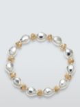 John Lewis Irregular Mixed Bead Stretch Bracelet, Silver