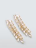 John Lewis Cubic Zirconia Leaf Drop Earrings, Gold