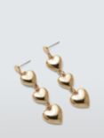 John Lewis 3D Heart Drop Earrings, Gold