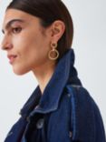 John Lewis Twisted Double Circle Drop Earrings, Gold