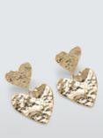 John Lewis Hammered Double Heart Drop Earrings, Gold