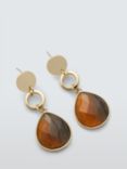 John Lewis Teardrop Disc Drop Earrings, Gold/Amber