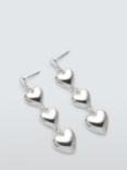 John Lewis 3D Heart Drop Earrings, Silver