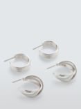 John Lewis Layered Mini Hoop Earrings, Pack of 2 Pairs, Silver