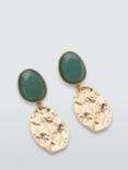 John Lewis Gemstone and Hammered Oval Drop Earrings, Gold