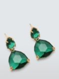 John Lewis Double Crystal Drop Earrings, Gold/Green