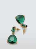 John Lewis Double Crystal Drop Earrings, Gold/Green