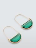 John Lewis Statement U-Wired Half Circle Stone Drop Earrings, Gold/Green