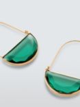 John Lewis Statement U-Wired Half Circle Stone Drop Earrings, Gold/Green