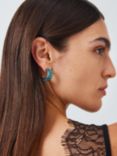 John Lewis Chip Stone Half Hoop Earrings, Silver/Blue