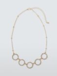 John Lewis Diamante Encrusted Multi Hoop Station Necklace, Gold