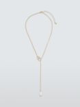 John Lewis Lariat Pearl Necklace, Gold