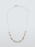 John Lewis Mixed Metal Beaded Necklace, Silver