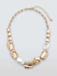 John Lewis Molten and Irregular Faux Pearl Statement Necklace, Gold