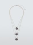 John Lewis Crackle Effect Beaded Triple Layered Necklace, Silver