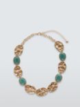 John Lewis Gemstone and Hammered Oval Chain Bracelet, Gold