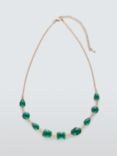 John Lewis Mixed Shape Chain Necklace, Gold/Emerald