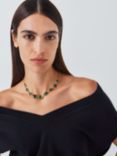 John Lewis Mixed Shape Chain Necklace, Gold/Emerald