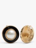 Jon Richard Vintage Inspired Pearl & Enamel Clip-On Stud Earrings, Gold
