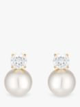Jon Richard Crystal & Pearl Drop Earrings, Gold/White
