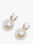 Jon Richard Crystal & Pearl Drop Earrings, Gold/White