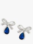 Jon Richard Cubic Zirconia Bow & Blue Peardrop Earrings, Silver