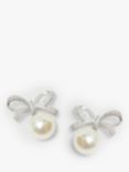 Jon Richard Cubic Zirconia Bow & Pearl Drop Earrings, Silver